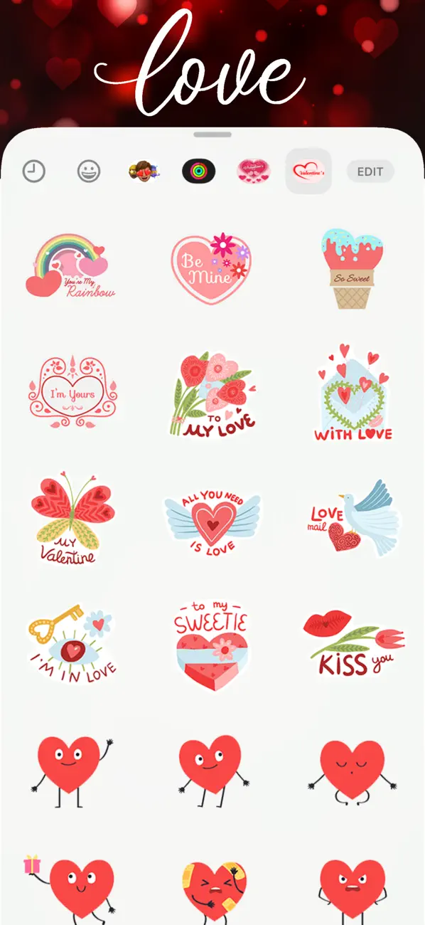 Screenshot #2 pour Love Heart Stickers & Emojis
