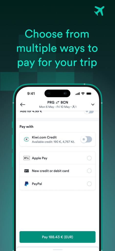 Kiwi.com: Book Cheap Flights - Múltiplas Opções de Pagamento