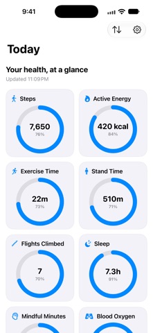 Health Metrics Dashboard app screenshot
