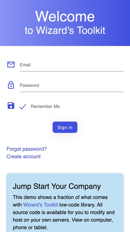 Wizard's Toolkit Demo App