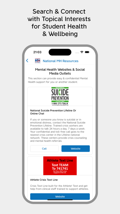 Student Mental Health Link Screenshot