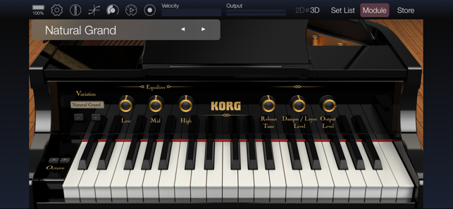 Captura de pantalla del mòdul KORG Pro