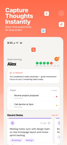 Coral: Voice AI Task Manager iPhone screenshot