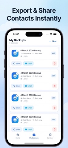 Contacts Backup Recovery iPhone screenshot