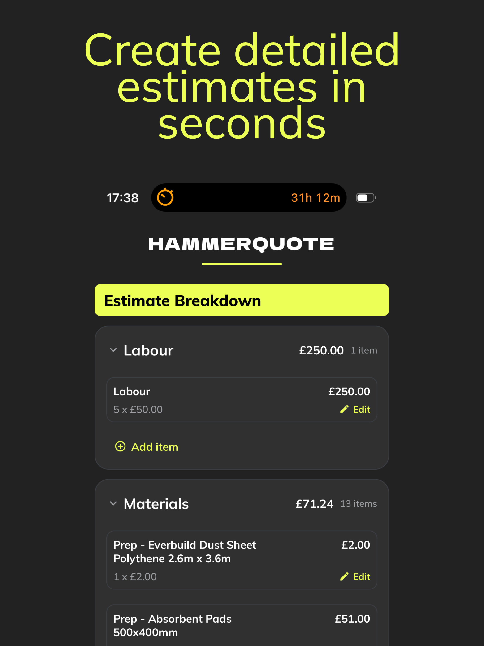 Hammerquote AI Cost Estimator
