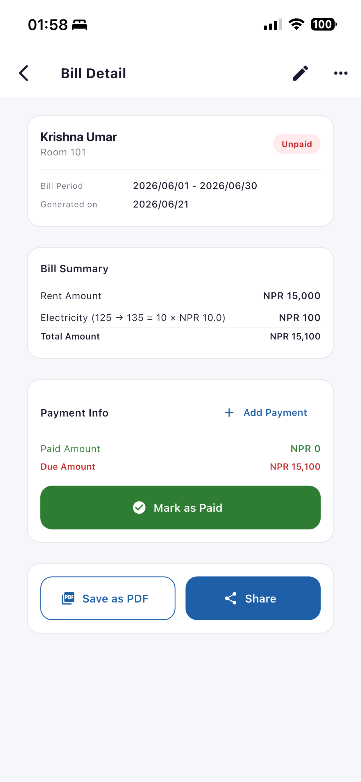 Rent Bill screenshot 4