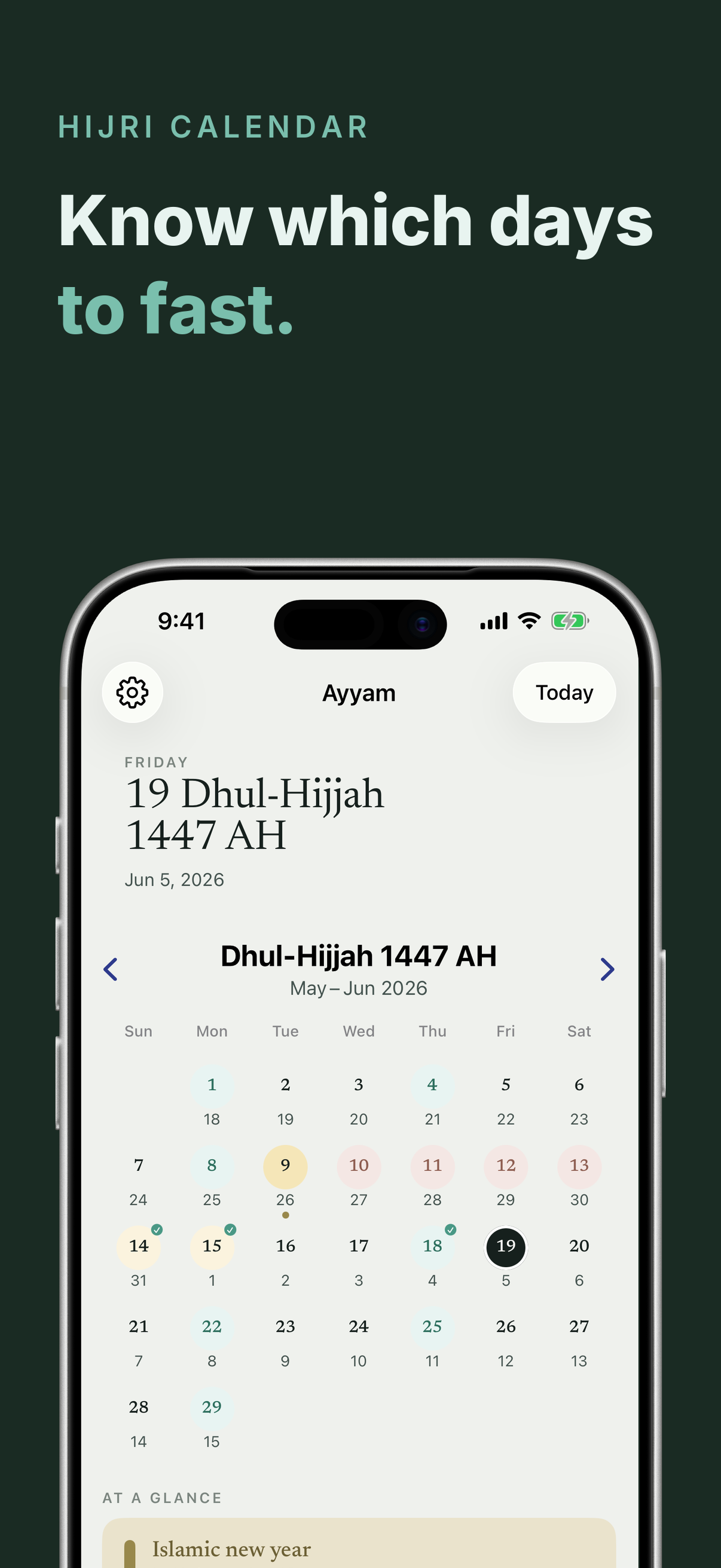 Ayyam: Muslim Islamic calendar screenshot 2