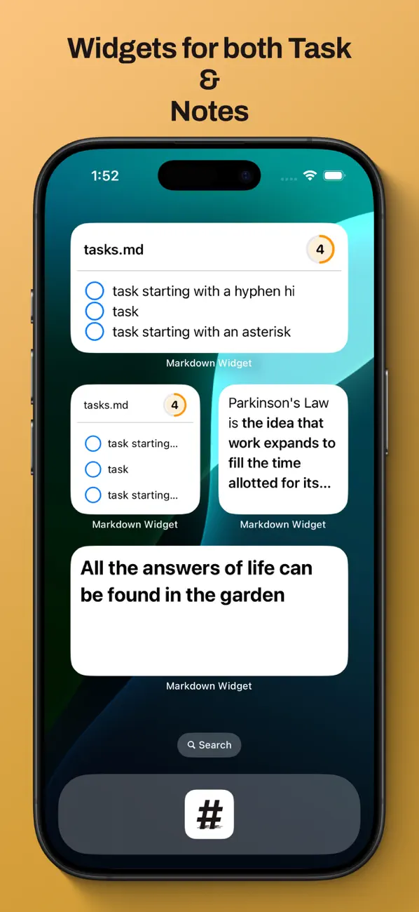 #2. Markdown Widget: Tasks & Notes (iOS) Podle: Spencer Shwetz