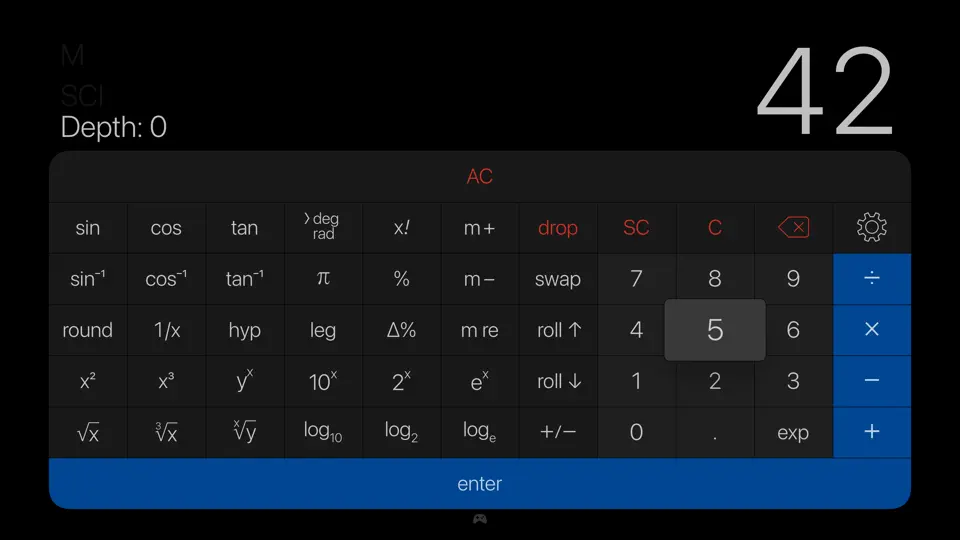Captura de pantalla de PCalc TV en iPhone 2