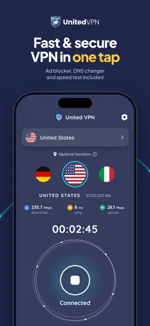 United VPN - Fast & Secure DNS screenshot 1