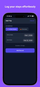 Daycount:Tax Residency Tracker screenshot