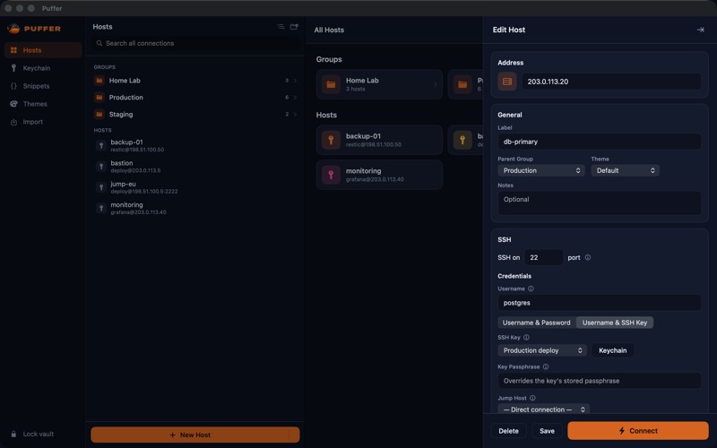 Puffer - SSH Manager screenshot