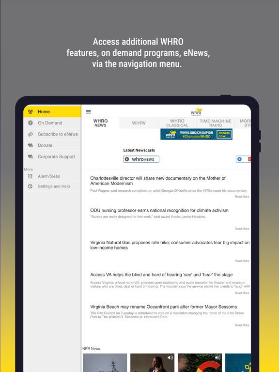 WHRO Public Media App iPad screenshot 6 - News app