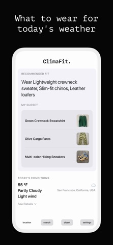 Climafit. Screenshot 1 of 3