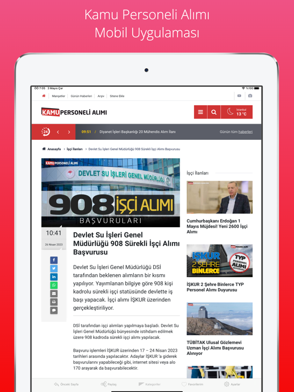 Kamu Personeli Alımı iPad screenshot 1 - News app