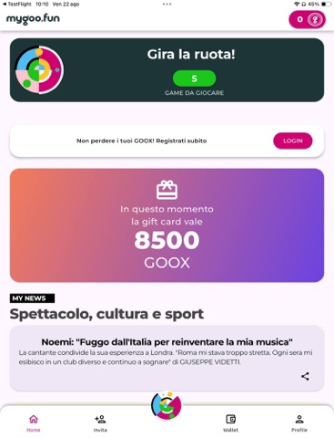 MyGoo Quiz e Gift Card app screenshot