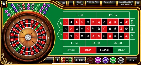 Roulette - Casino Style - Navigate the comprehensive betting interface, utilizing various chip denominations for strategic wagering on the table.