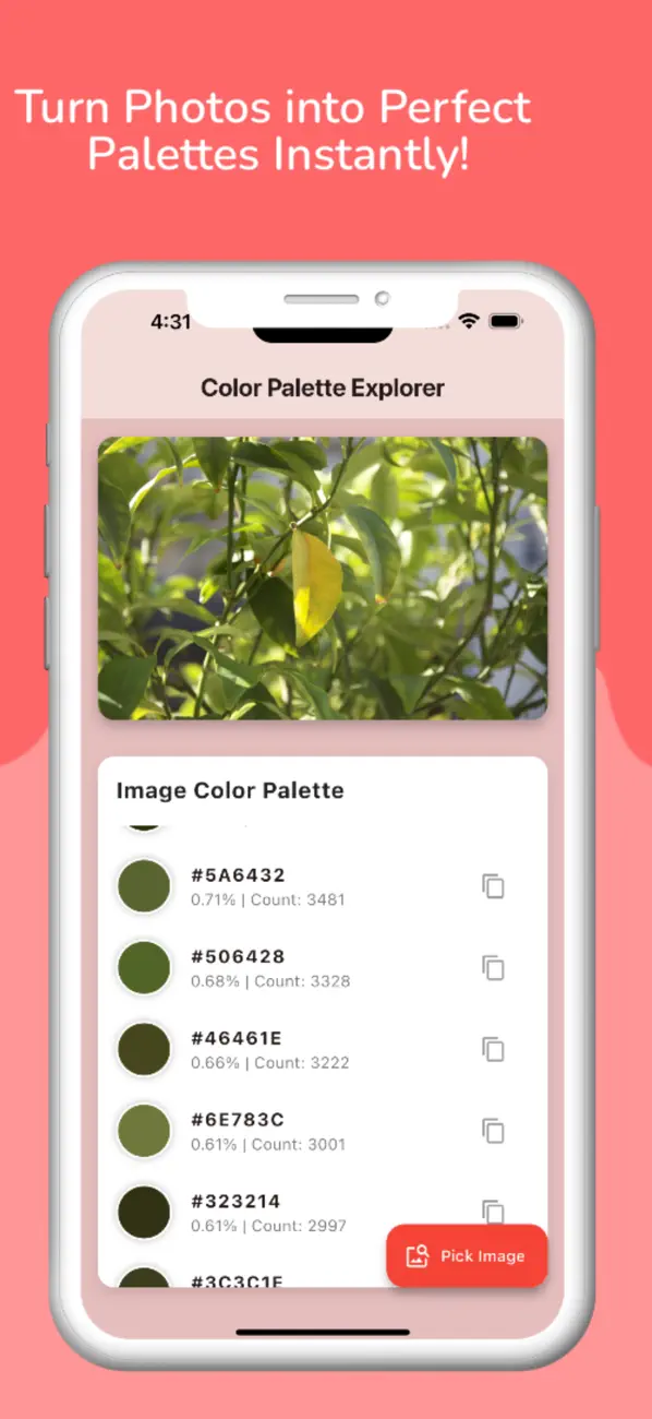 Screenshot #1 pour Color Palette Generator Pro