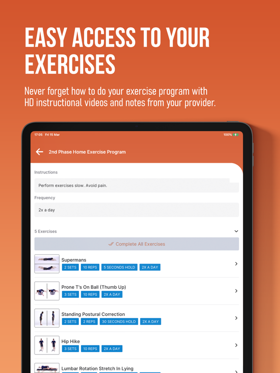One PT Clinic iPad screenshot 1 - Health & Fitness app