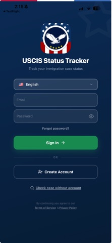 USCIS Status Tracker screenshot