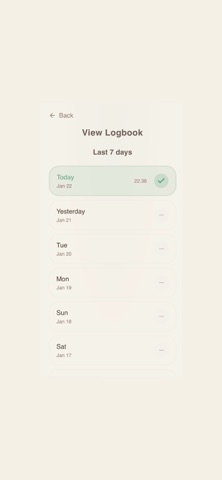 Taken - a daily log screenshot
