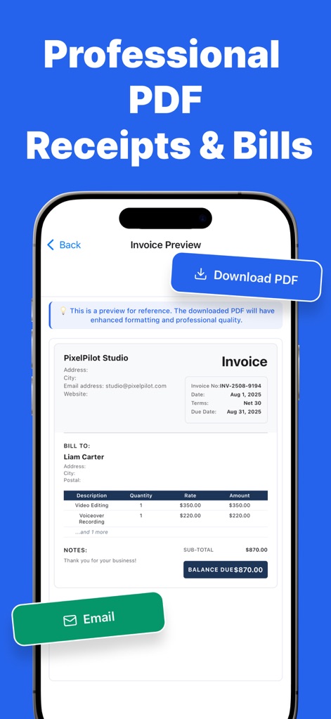 Invoice Generator: Fast Bills - Finance App | MWM