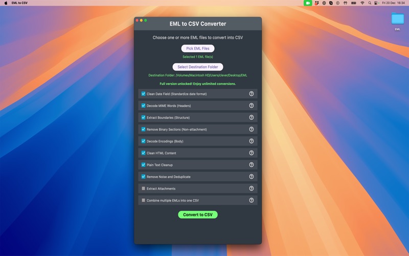 EML to CSV - Email Extractor screenshot