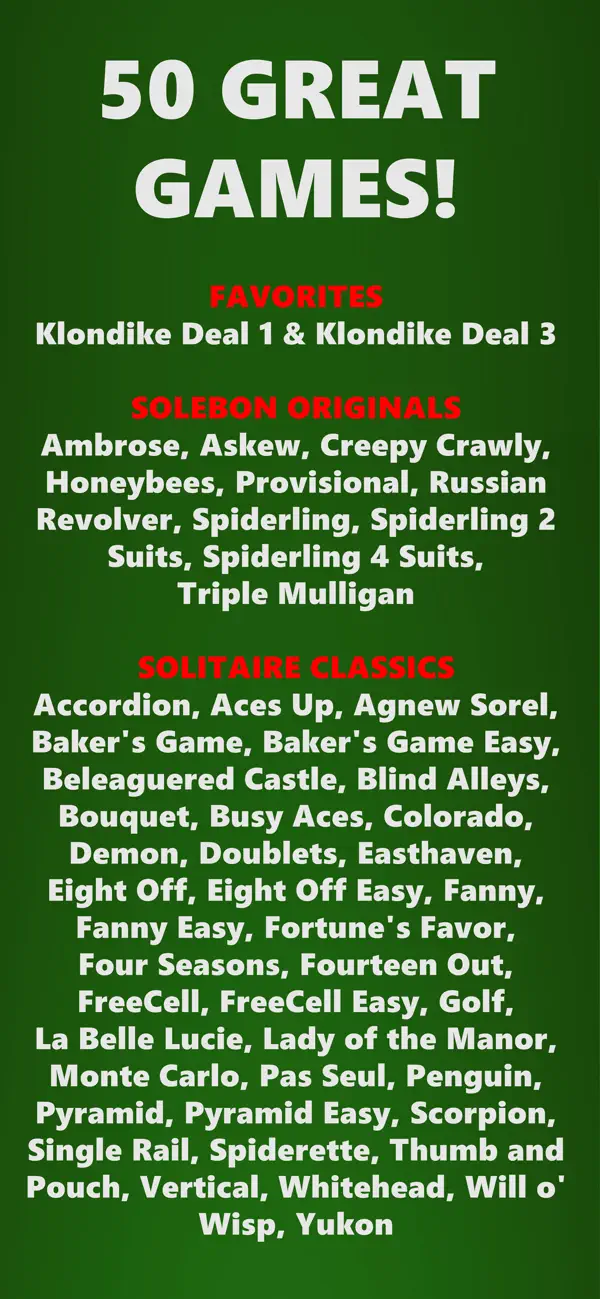 #5. Solitaire - 50 Classic Games (iOS) De: Solebon LLC