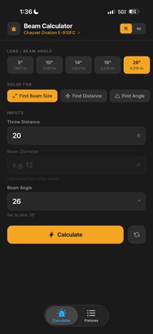 Stage Lighting Calculator iPhone screenshot