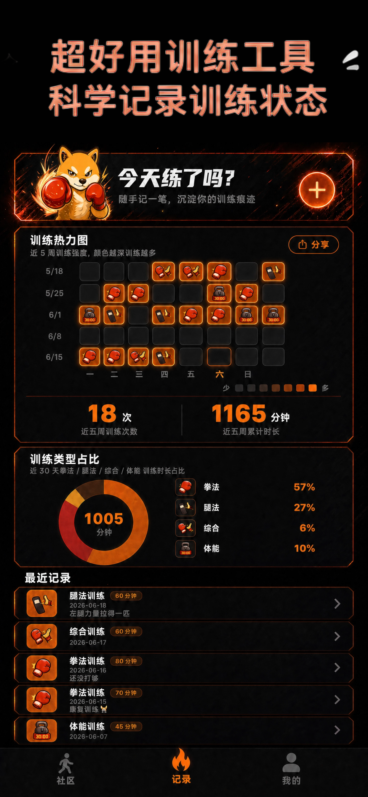 柴一拳 - 拳击泰拳搏击 MMA 格斗训练打卡 screenshot 2