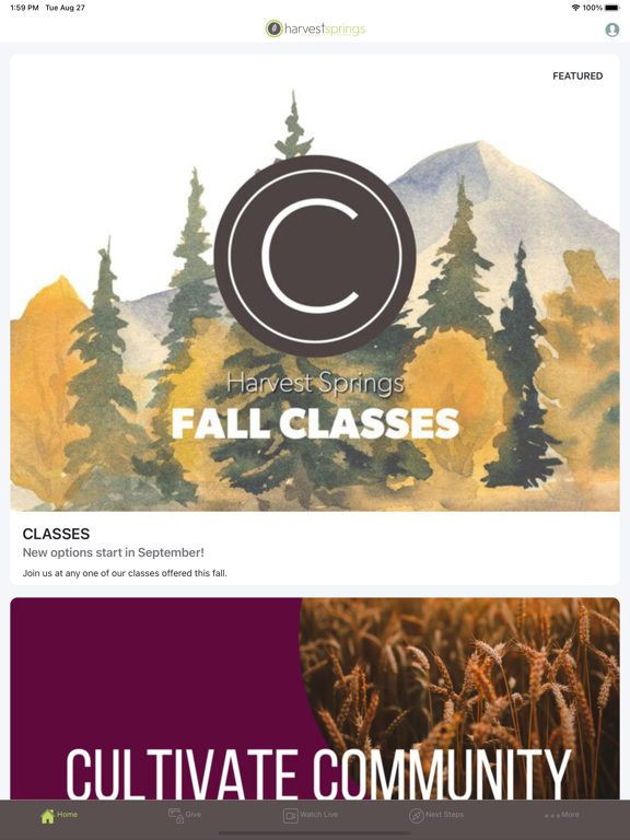 Harvest Springs iPad screenshot 1 - Lifestyle app