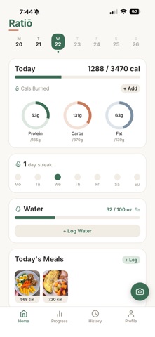 Ratiō - AI Calorie Tracker iPhone screenshot
