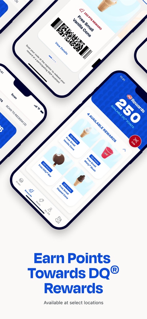 Dairy Queen® Food & Treats - This tool lets users track their DQ® Points balance and redeem delicious food rewards like a Free Small Vanilla Cone or a Free Dilly® Bar using a scannable QR code.