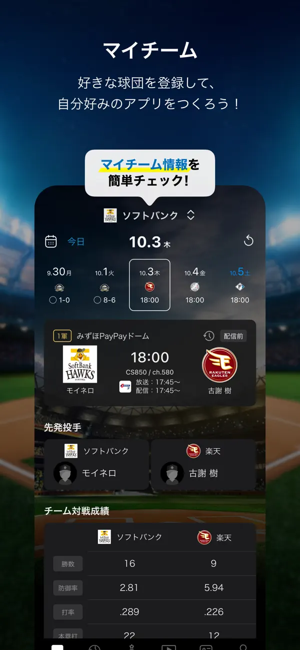 Screenshot #2 pour スカパー！プロ野球セットアプリ