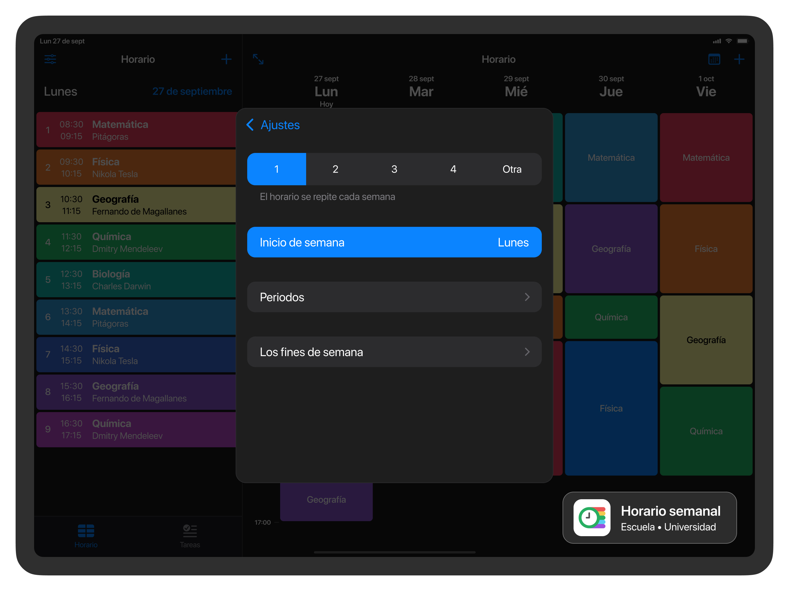 Agenda Personal y Horario