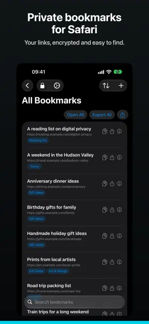 TresorLink: Private Bookmarks screenshot 1