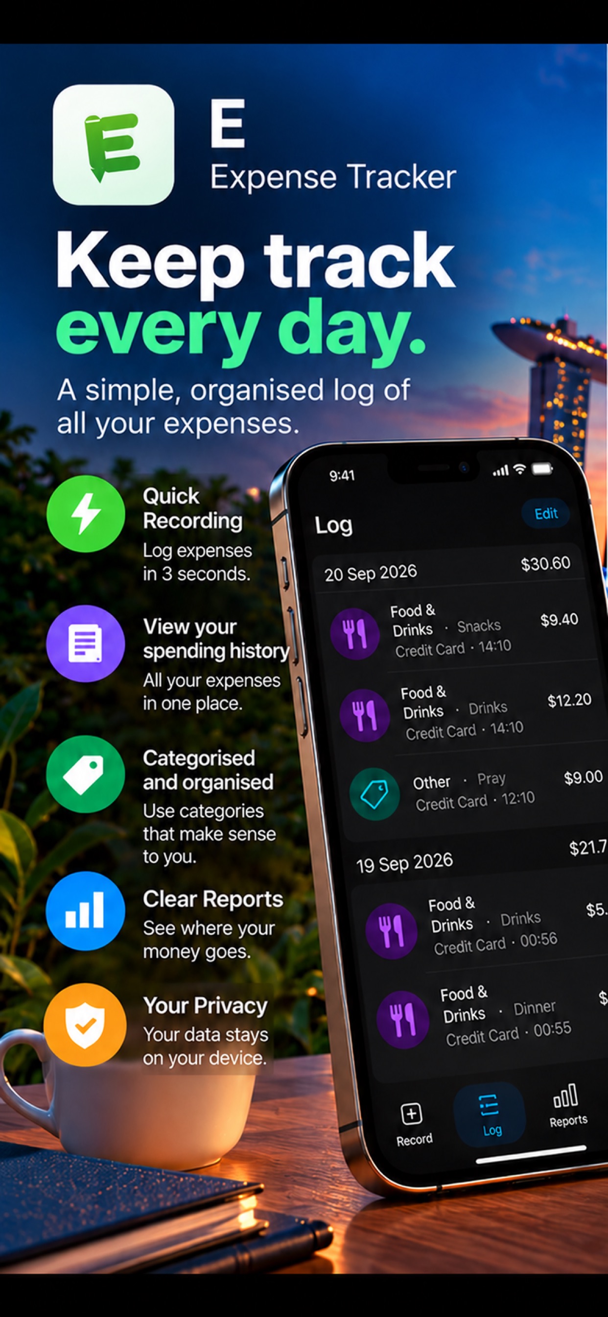 Screenshot 1 of E: Expense Tracker