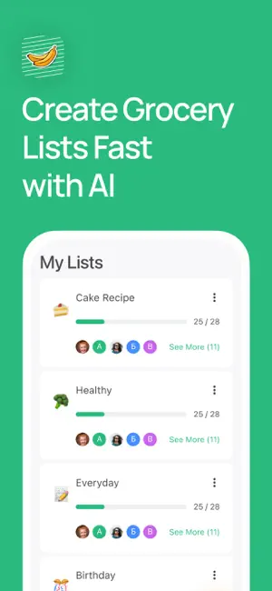 BananaList — Grocery List screenshot 1