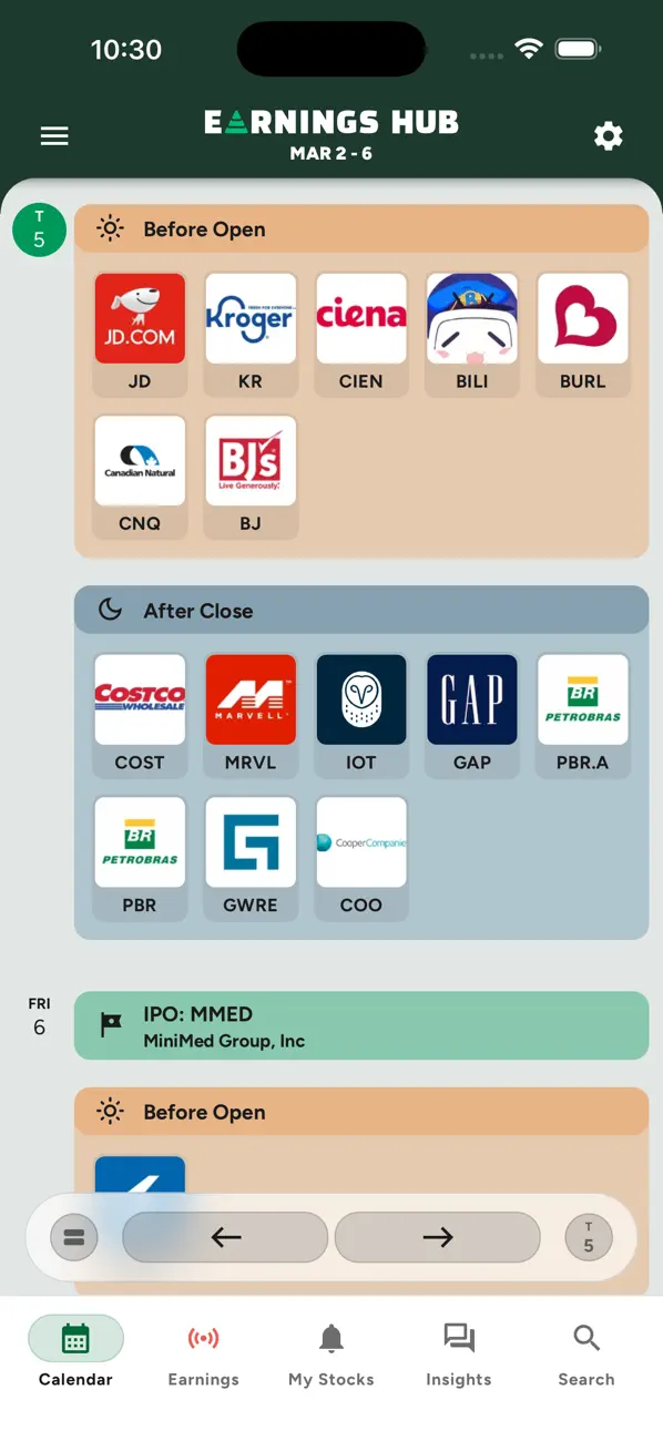 Screenshot #1 pour Earnings Hub and Calendar