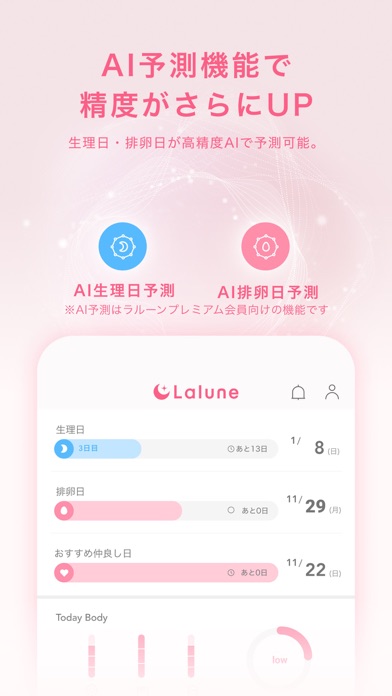 ラルーン -生理の管理から妊活も 生理周期、生理管理アプリスクリーンショット