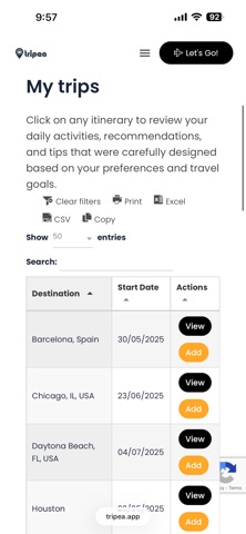 Tripea screenshot