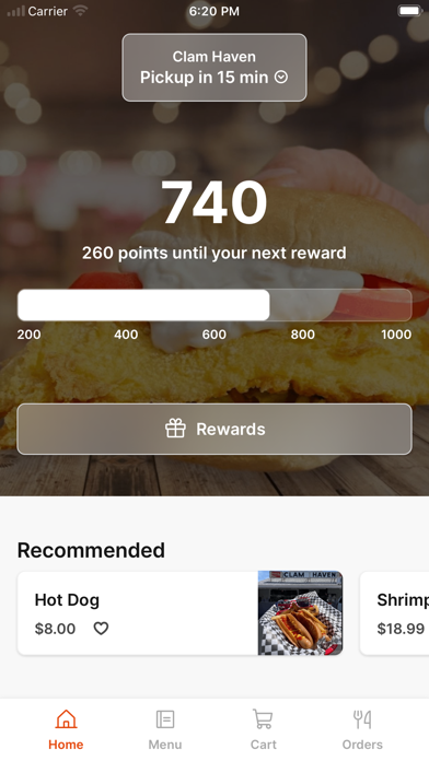 Clam Haven iPhone screenshot 1 - Food & Drink app