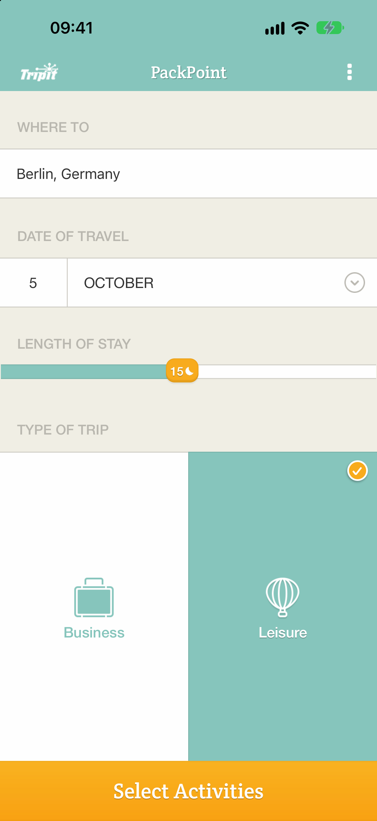 PackPoint Travel Packing List