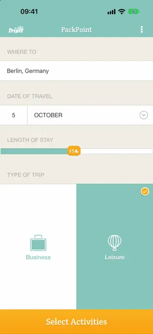 PackPoint Travel Packing List screenshot 1