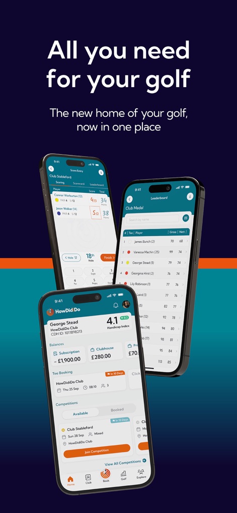 HowDidiDo - The app elegantly combines essential golf functionalities, displaying competition leaderboards and a personalized golf dashboard.