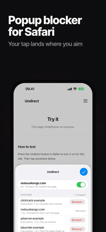 Undirect - Popup Blocker screenshot 1 of 5