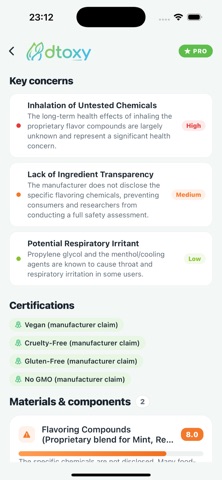 dtoxy: Ingredient Scanner iPhone screenshot
