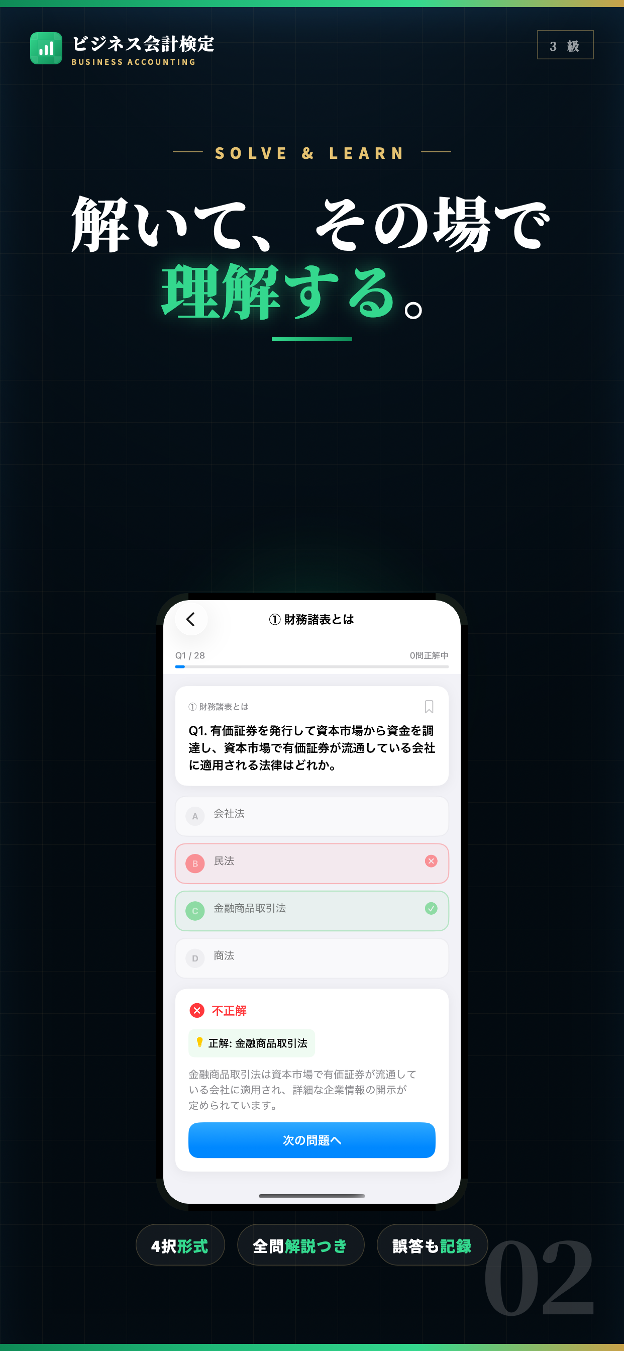 ビジネス会計検定3級 試験対策｜問題集 screenshot 2