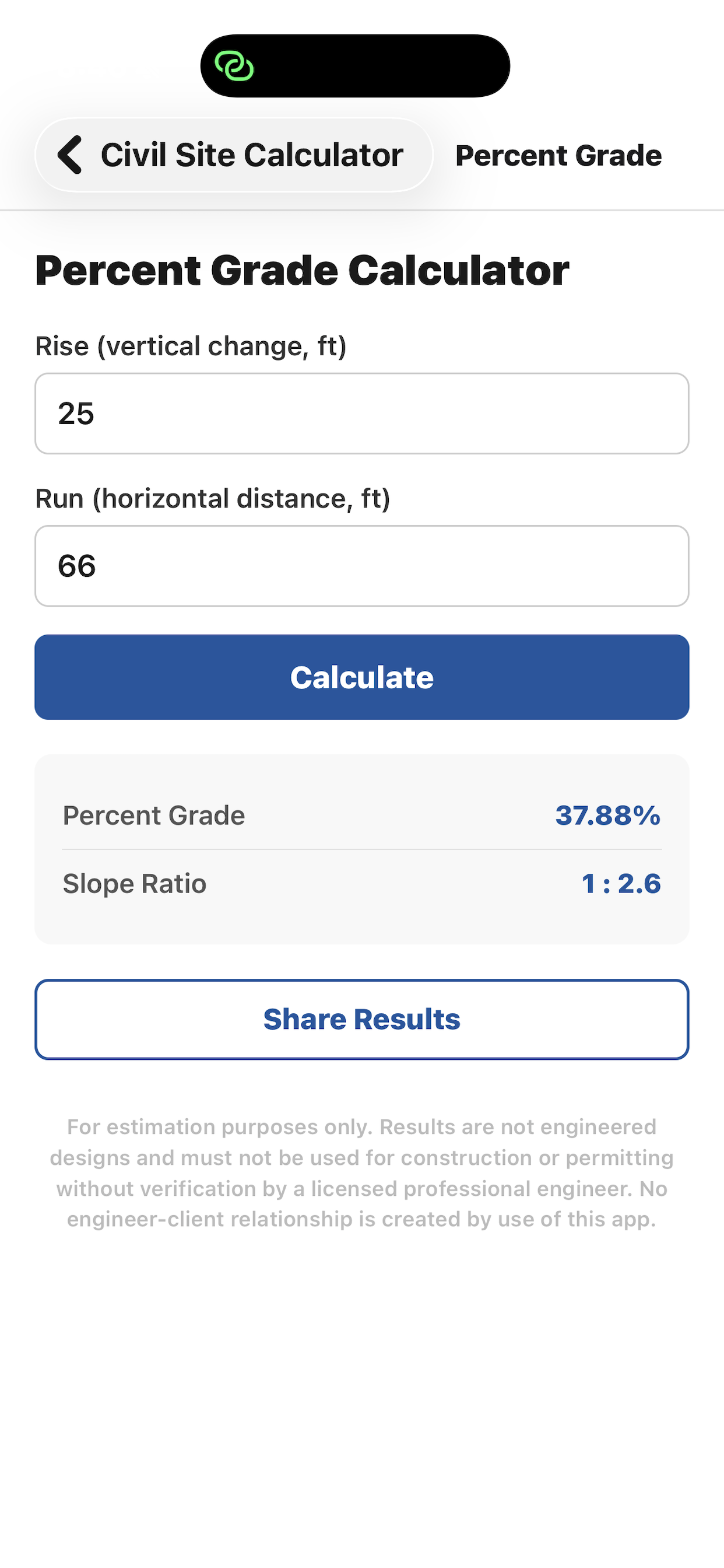 Civil Site Calculator
