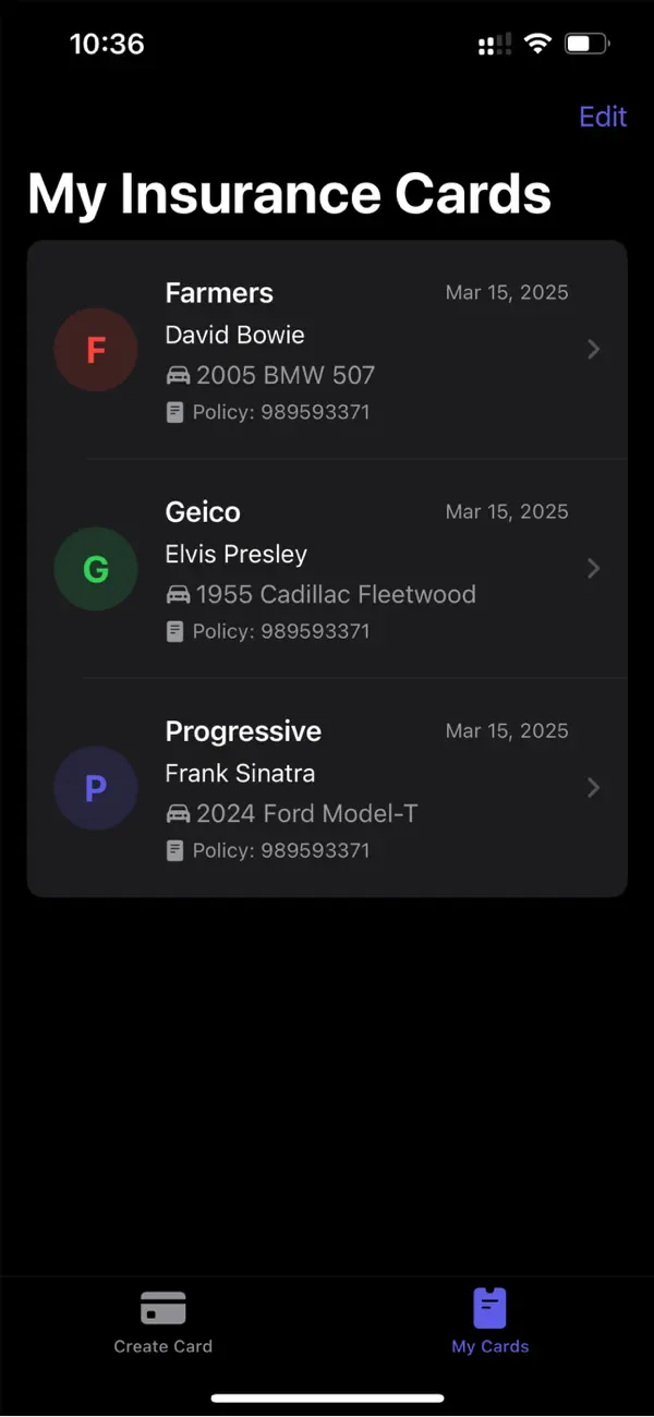 Screenshot #2 pour Insurance Card